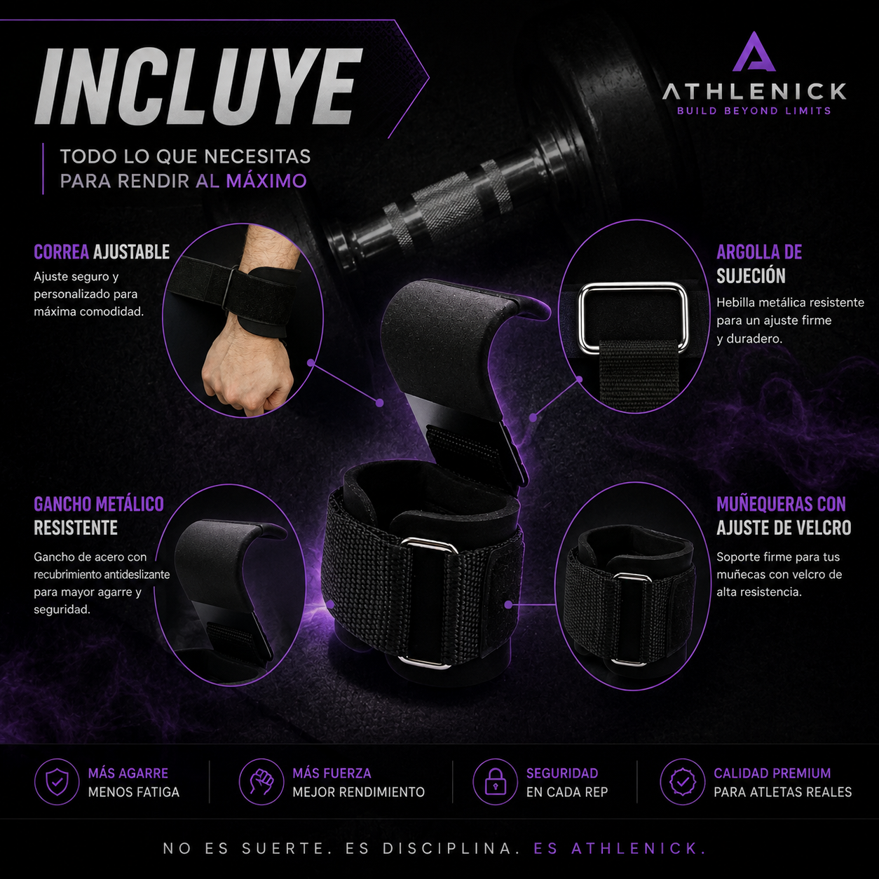 Ganchos de Levantamiento con Correa ATHLENICK