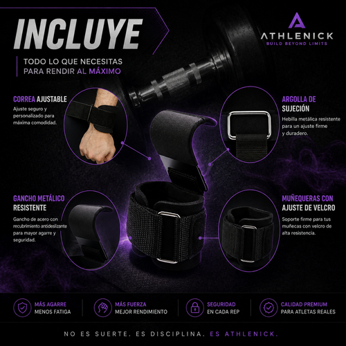 Ganchos de Levantamiento con Correa ATHLENICK