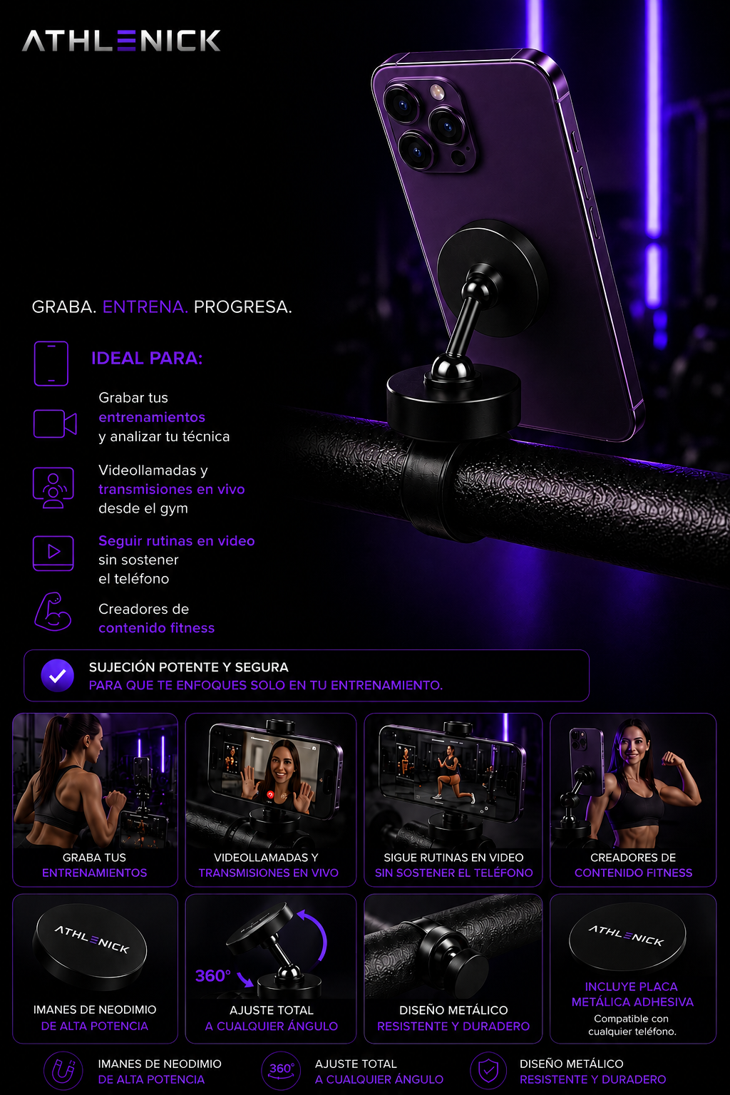 Soporte Magnético Trípode Gym ATHLENICK