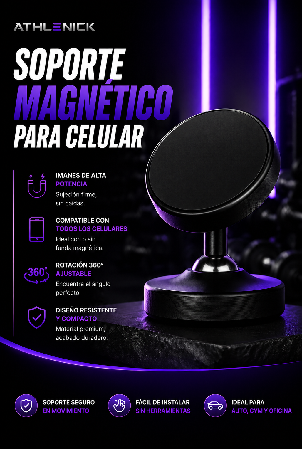 Soporte Magnético Trípode Gym ATHLENICK
